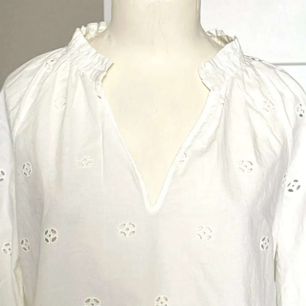 Madewell White Eyelette Scallop Top Womens Size XXS
